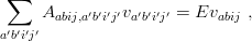  ∑
     Aabij,a′b′i′j′va′b′i′j′ = Evabij ,
 ′′′′
ab ij
